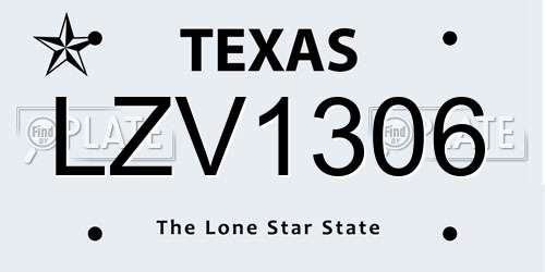 LZV1306 Texas License Plate