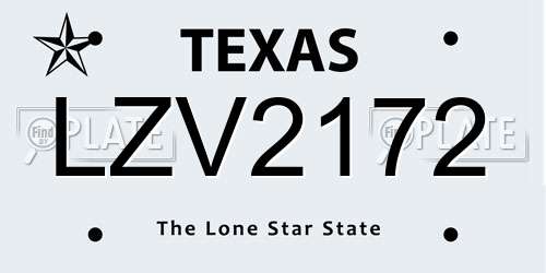 LZV2172 Texas License Plate