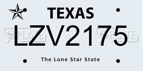 LZV2175 Texas License Plate