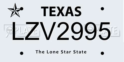 LZV2995 Texas License Plate