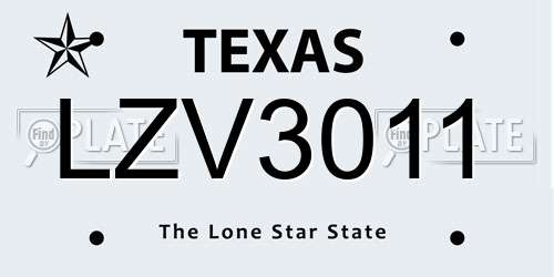 LZV3011 Texas License Plate