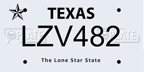 LZV482 Texas License Plate