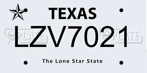LZV7021 Texas License Plate