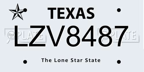LZV8487 Texas License Plate