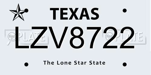 LZV8722 Texas License Plate