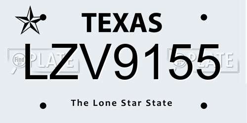 LZV9155 Texas License Plate