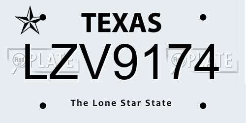 LZV9174 Texas License Plate