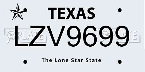LZV9699 Texas License Plate