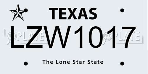 LZW1017 Texas License Plate