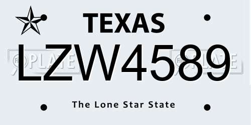 LZW4589 Texas License Plate