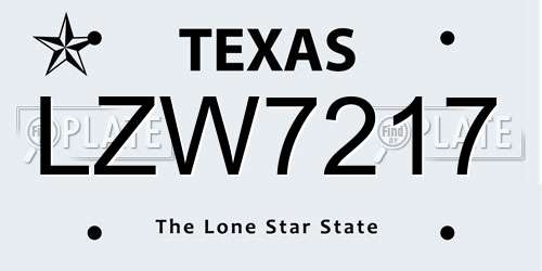 LZW7217 Texas License Plate
