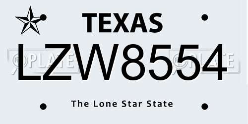 LZW8554 Texas License Plate
