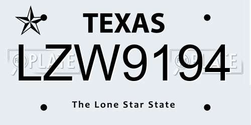LZW9194 Texas License Plate