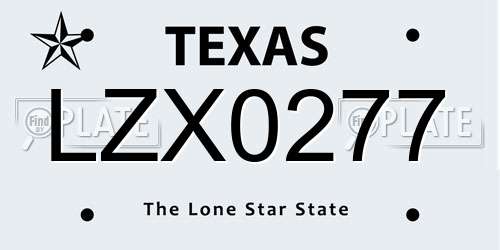 LZX0277 Texas License Plate