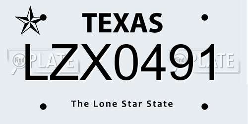 LZX0491 Texas License Plate