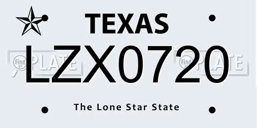 LZX0720 Texas License Plate
