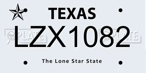 LZX1082 Texas License Plate