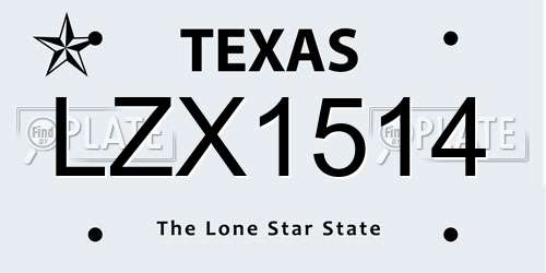 LZX1514 Texas License Plate