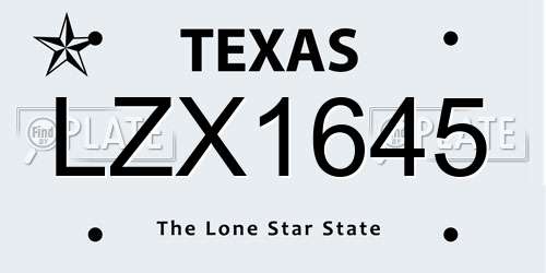 LZX1645 Texas License Plate