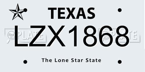 LZX1868 Texas License Plate