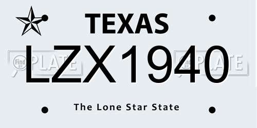 LZX1940 Texas License Plate
