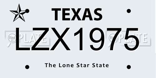 LZX1975 Texas License Plate
