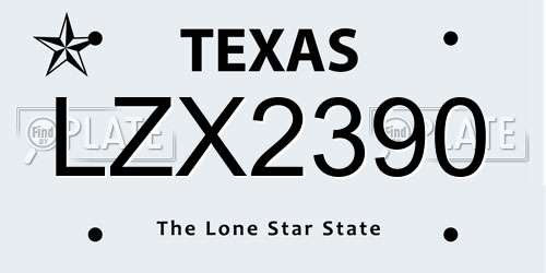LZX2390 Texas License Plate