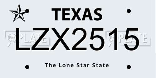 LZX2515 Texas License Plate