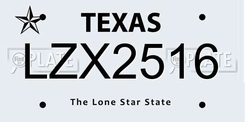 LZX2516 Texas License Plate