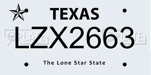 LZX2663 Texas License Plate