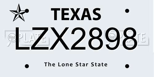 LZX2898 Texas License Plate