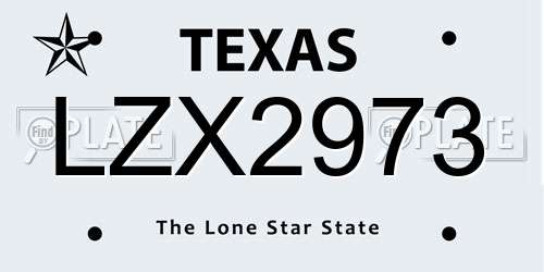 LZX2973 Texas License Plate