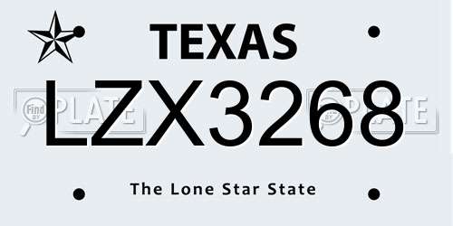 LZX3268 Texas License Plate
