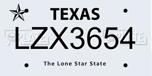 LZX3654 Texas License Plate