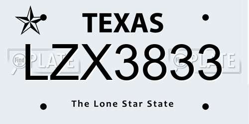 LZX3833 Texas License Plate