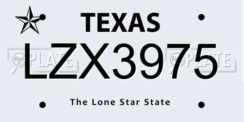 LZX3975 Texas License Plate