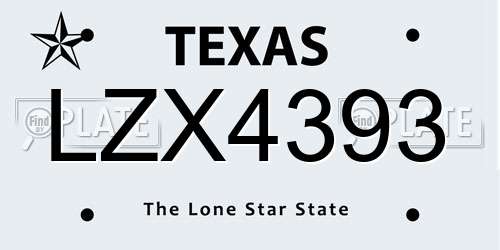 LZX4393 Texas License Plate