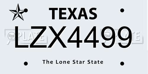 LZX4499 Texas License Plate