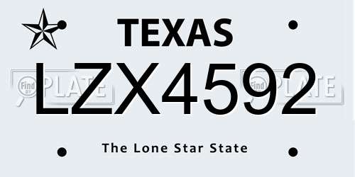 LZX4592 Texas License Plate