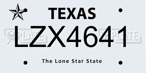 LZX4641 Texas License Plate
