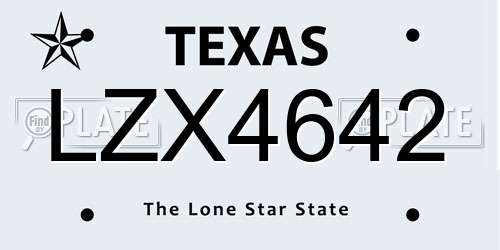 LZX4642 Texas License Plate