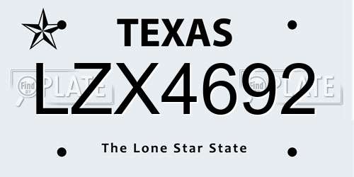 LZX4692 Texas License Plate