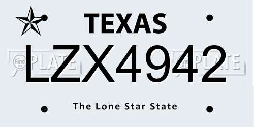 LZX4942 Texas License Plate