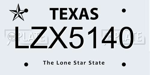 LZX5140 Texas License Plate