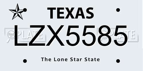LZX5585 Texas License Plate