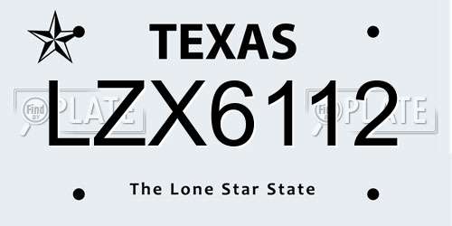 LZX6112 Texas License Plate