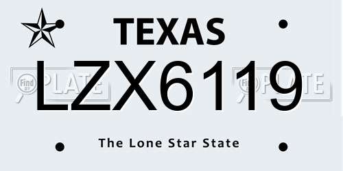 LZX6119 Texas License Plate