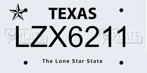 LZX6211 Texas License Plate
