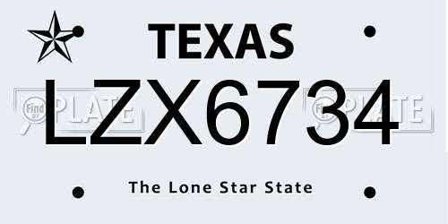 LZX6734 Texas License Plate