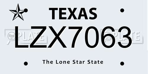 LZX7063 Texas License Plate